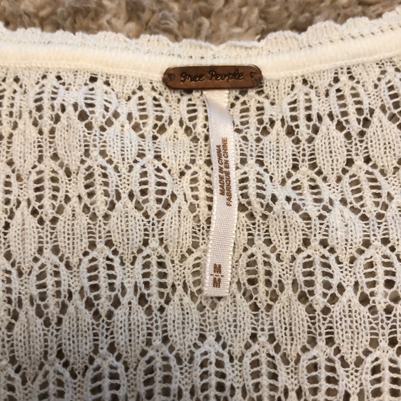 Free People thin crochet deep V Neck w/ Ruffle Sweater - Picture 4 of 7